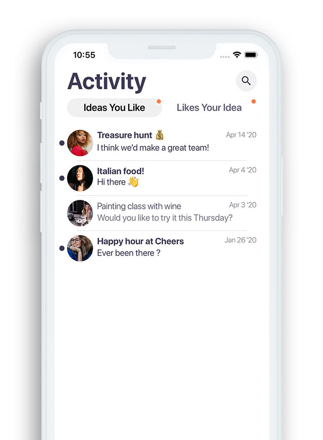 Everydate App - Activity Screen